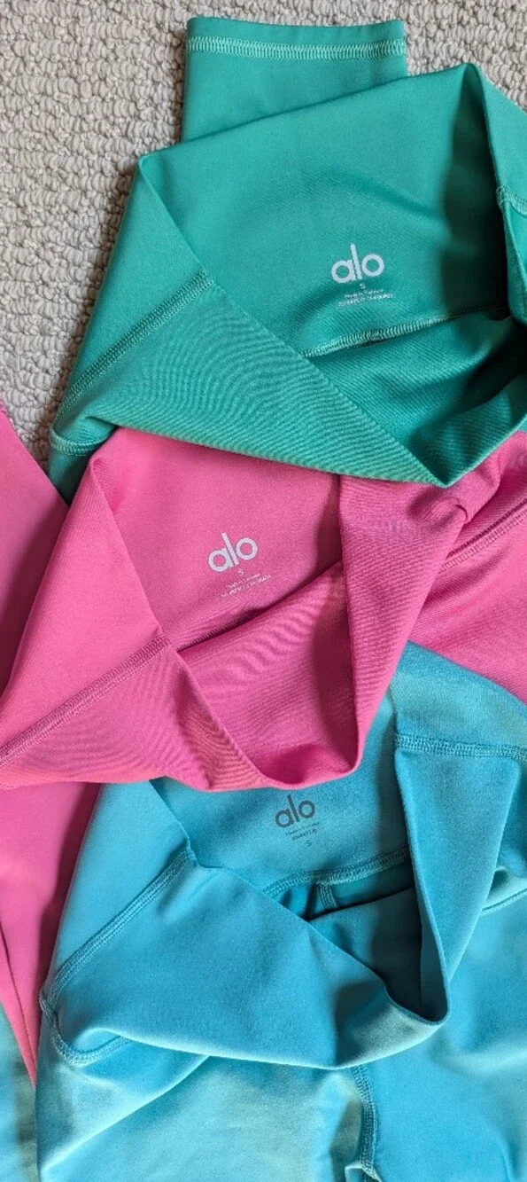 Alo High-Rise Leggings Bundle Pink & Teal - Picture 1 of 4